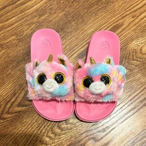 Ty Unicorn Plush Kids Slippers - Pink and Multicolor